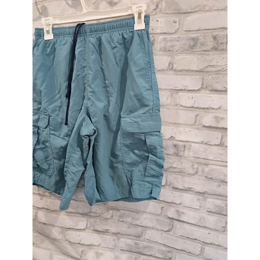 L.L.Bean Men Cargo Lined‎ Mesh Swim Trunks Sz S Teal Swim Shorts Nylon Beach